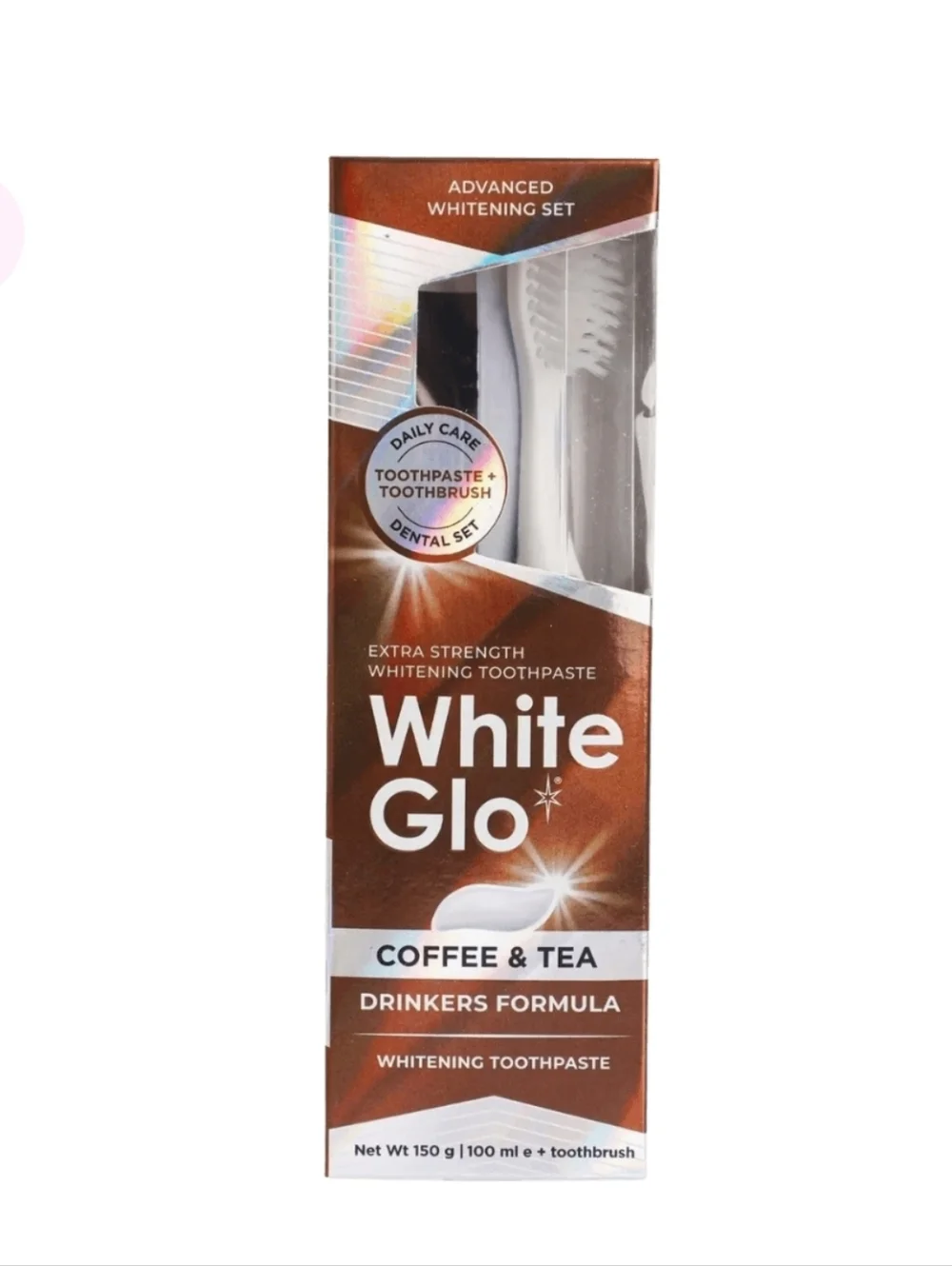 White Glow Coffee & Tea Whitening Toothpaste + Toothbrush NWT Sealed
